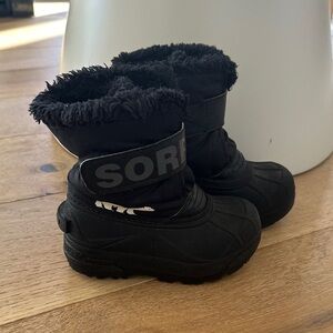 Sorel Black Winter Boots with Plush Trim